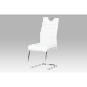 Jídelní židle koženka bílá/chrom