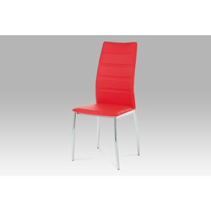 Jídelní židle chrom/koženka červená