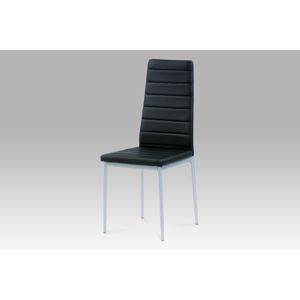Jídelní židle koženka černá/šedý lak