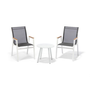 Balkonovka: Nízký stolek bílý + 2x židle MILANO
