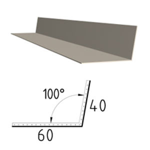 Koutová lišta z poplastovaného plechu Viplanyl 40x60 r.š. 100 mm