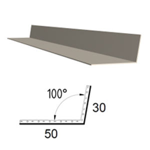 Koutová lišta z poplastovaného plechu Viplanyl 30×50 mm, r. š. 80 mm (vnitřní)