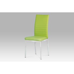 Jídelní židle koženka zelená/chrom