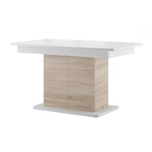 Jídelní stůl rozkládací STAR 03 dub sonoma/bílá s úložným prostorem