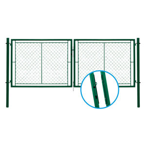 Brána dvoukřídlá Ideal Zn + PVC zelená šířka 4,037 m výška 1,95 m