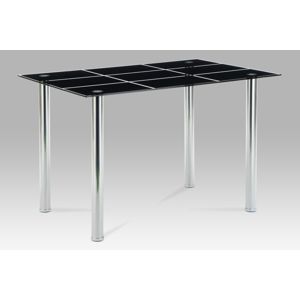 Jídelní stůl 120×80 cm, černé sklo/chrom