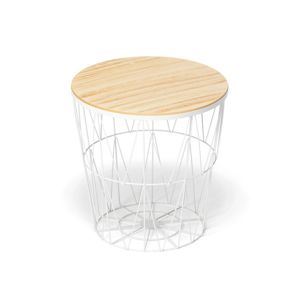 Kovový odkládací stolek s úložným prostorem SOPHIA bílý