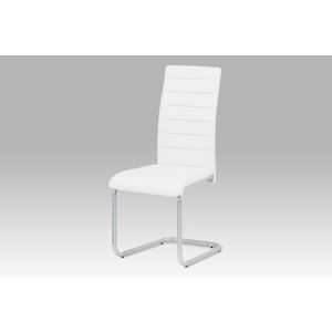 Jídelní židle, koženka bílá/šedý lak