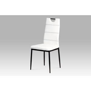 Jídelní židle koženka bílá/černý lak