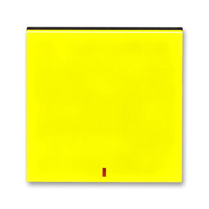 Kryt spínač jednoduchý s červeným průzorem ABB Levit žlutá, kouřová černá