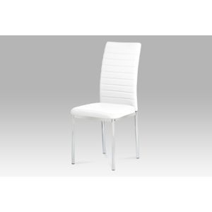 Jídelní židle bílá koženka, chromová konstrukce