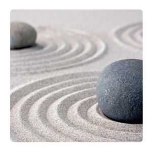 Dekorační obrázek z akrylátového plexiskla s motivem Zen kamenů, 29×29 cm