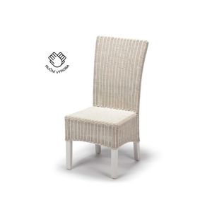 Ratanová jídelní židle smetanová, bílé nohy