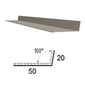 Koutová lišta z poplastovaného plechu Viplanyl 20×50 mm, r. š. 70 mm, úhel 100-110° (vnitřní)