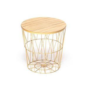 Kovový odkládací stolek s úložným prostorem SOPHIA zlatý